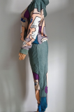 Multicolor Casual Print Patchwork Hooded Collar Long Sleeve Two Pieces