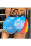 Red Blends Elastic Fly High Animal Prints Print Skinny shorts Bottoms