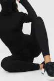 Black Casual Solid Split Joint O Neck Regular Jumpsuits