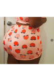 Red Blends Elastic Fly High Animal Prints Print Skinny shorts Bottoms