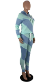 Pink Casual Striped Split Joint Hooded Collar Long Sleeve Two Pieces