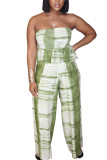 Green Fashion adult Ma'am Street Print Two Piece Suits Loose Sleeveless Two Pieces