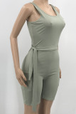 Purple Casual Solid Backless O Neck Sleeveless Skinny Jumpsuits