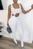 White Fashion Active adult Ma'am Patchwork Solid Two Piece Suits pencil Sleeveless Two Pieces