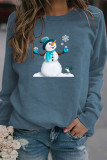 Red Casual Snowman Printed Draw String O Neck Tops