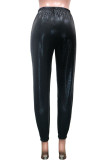 Black Street Solid Skinny Mid Waist Pencil Bottoms
