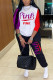 Red Fashion Casual Letter Print Patchwork O Neck Long Sleeve Two Pieces
