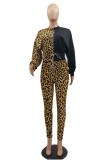Red Street Print Patchwork O Neck Long Sleeve Two Pieces