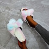 Colour Fashion Casual Split Joint Bow Flat Slippers