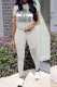 Grey Casual Print Patchwork Hooded Collar Short Sleeve Two Pieces