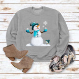 Red Casual Snowman Printed Draw String O Neck Tops