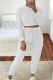 White Casual Solid Patchwork O Neck Long Sleeve Two Pieces