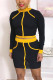 Black Fashion Sexy Patchwork Split Joint Turtleneck Long Sleeve Two Pieces