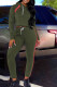 Army Green Daily Solid Patchwork Hooded Collar Long Sleeve Two Pieces