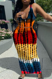 Multicolor Fashion Sexy Print Vests U Neck Sleeveless Two Pieces