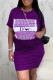 Purple Fashion Sexy Regular Sleeve Short Sleeve O Neck Short Sleeve Dress Knee Length Print Dresses