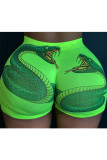 Red Blends Elastic Fly High Animal Prints Print Skinny shorts Bottoms