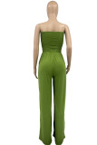 Orange Yellow Sexy Casual Solid Backless Strapless Regular Jumpsuits