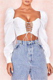 Red Sexy Casual Solid Backless Strap Design Square Collar Tops