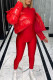 Red Fashion Solid Patchwork O Neck Regular Jumpsuits