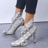 Snake Print Daily Pointed Leather Shoes