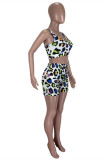 Red Casual Sportswear Print Vests U Neck Sleeveless Two Pieces