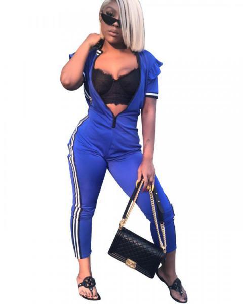 Blue Solid Fashion Jumpsuits & Rompers