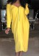 Yellow Casual Sexy & Club Slash neck 3/4 Sleeve Loose Midi Club Dresses