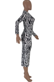 Black Sexy Street Print Patchwork Swimwears