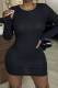 Black Sexy Print O Neck Pencil Skirt Dresses