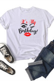 White Fashion Casual Print Basic O Neck T-Shirts