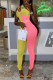 Yellow Fashion Sexy Patchwork Hollowed Out Backless One Shoulder Skinny Jumpsuits