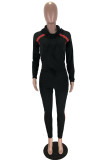 Grey Daily Solid Patchwork Hooded Collar Long Sleeve Two Pieces