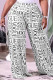 Letter Print Fashion Casual Print Basic Regular High Waist Wide Leg Trousers