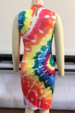 Colour Daily Print Patchwork O Neck A Line Dresses