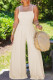 Apricot Sexy Casual Solid Backless Spaghetti Strap Sleeveless Two Pieces