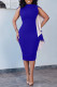 Blue Fashion Casual Solid Patchwork O Neck Sleeveless Dress