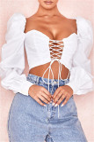 Red Sexy Casual Solid Backless Strap Design Square Collar Tops