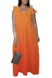 Orange Fashion Bohemian Gradual Change Print Bandage Spaghetti Strap Swagger Dresses