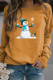 Yellow Casual Snowman Printed Draw String O Neck Tops