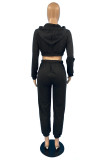 Blue Street Letter Hooded Collar Long Sleeve Two Pieces