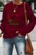 Wine Red Casual Letter Print Patchwork O Neck Tops
