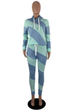 Pink Casual Striped Split Joint Hooded Collar Long Sleeve Two Pieces