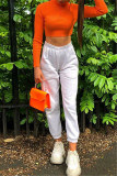 Rose Red Fashion Casual Solid Basic Zipper Collar Tops
