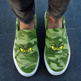 Army Green Fashion Casual Printing Round Out Door Flat Canvas Shoes