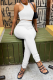 White Casual Solid Patchwork U Neck Sleeveless Two Pieces