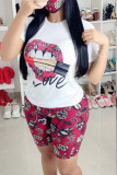 Black Milk Silk Fashion Casual Print Two Piece Suits pencil Short Sleeve Two Pieces