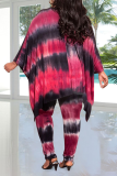 Camouflage Casual Patchwork Tie-dye V Neck Plus Size Two Pieces