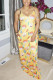 Yellow Sexy Cartoon Printing Sling Long Dress
