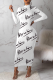 White Sexy Print Letter Half A Turtleneck Pencil Skirt Dresses